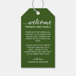 Green Welcome To Wedding Gift Basket Bag Gift Tags