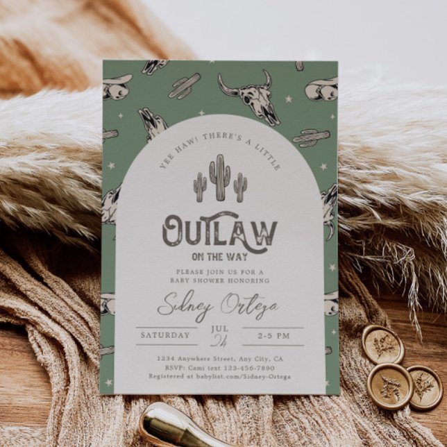 Green Western Baby Shower Invitation (Creator Uploaded)