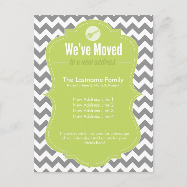 Green We've Moved Change of Address Postcards (Front)