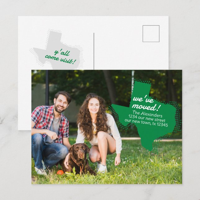 Green We've Moved - Dotted Texas Moving Postcard (Front/Back)