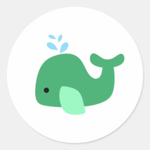 Green Whale Classic Round Sticker