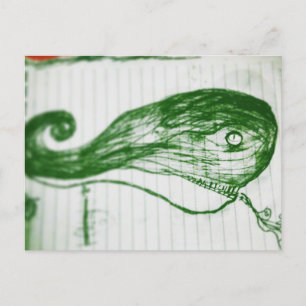 green whale yaei cartoon anime manga  postcard
