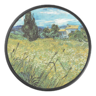 Green Wheat Field Vincent van Gogh Hockey Puck