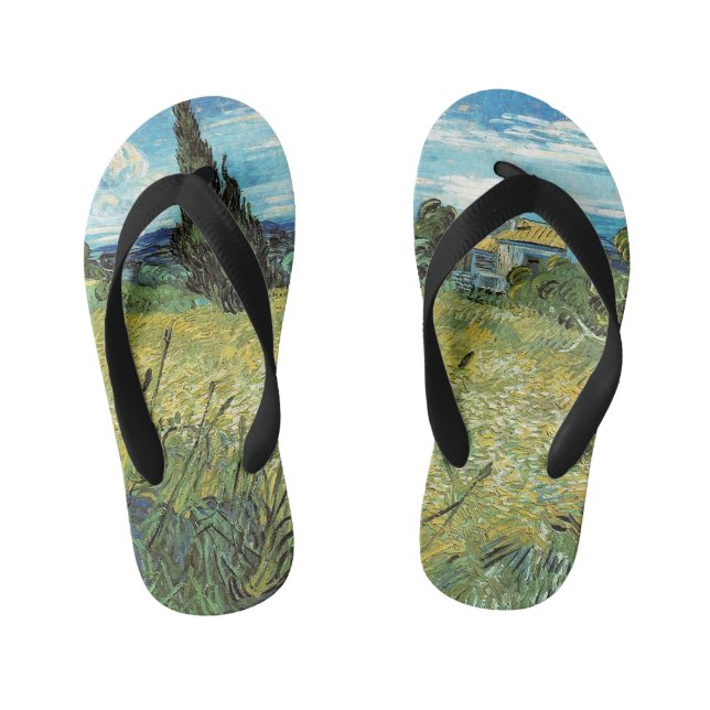 Green Wheat Field  Vincent van Gogh    Kid's Flip Flops (Footbed)