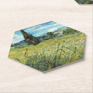 Green Wheat Field  Vincent van Gogh  Paper Coaster