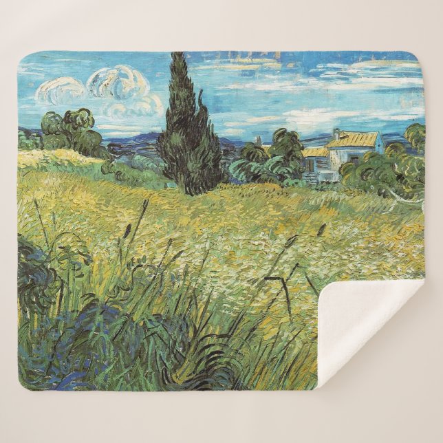 Green Wheat Field  Vincent van Gogh  Sherpa Blanket (Front (Horizontal))