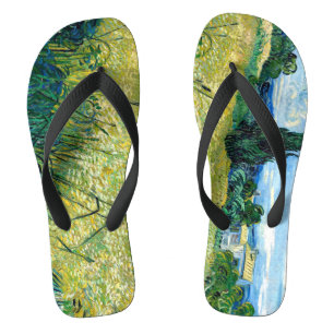 Green Wheat Field with Cypress (1889) Van Gogh Art Flip Flops