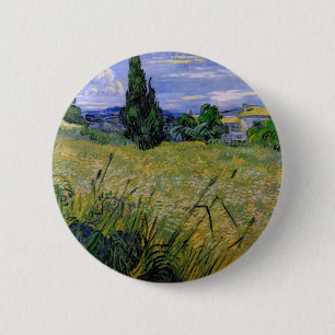 Green Wheat Field with Cypress by Van Gogh. 6 Cm Round Badge