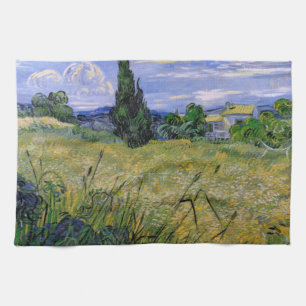 Green Wheat Field with Cypress by Vincent van Gogh Tea Towel