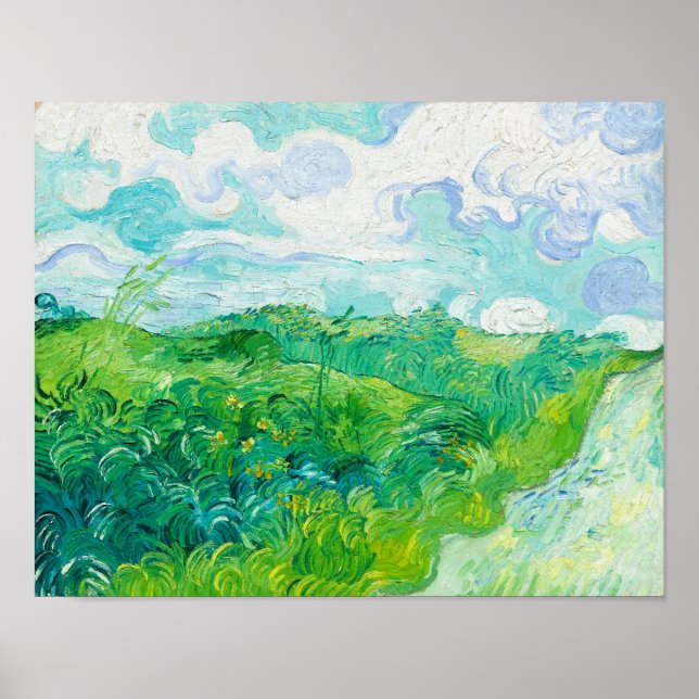 Green Wheat Fields, Auvers, 1890 by van Gogh Poster (Front)
