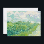 Green Wheat Fields, Auvers by van Gogh: Postcard<br><div class="desc">Vincent van Gogh painted this lesser known work at around 37 years old in 1890, during the last year of his life. Like in several of his other paintings, there’s a curviness to the work. Undulations of clouds appear in the sky, mimicked by the curved tops of vegetation. Buy it...</div>