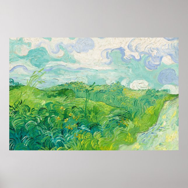 Green Wheat Fields Auvers (F807) Van Gogh Fine Art Poster (Front)