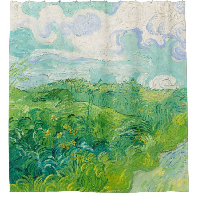 Green Wheat Fields Auvers(F807) Van Gogh Fine Art Shower Curtain (Front)