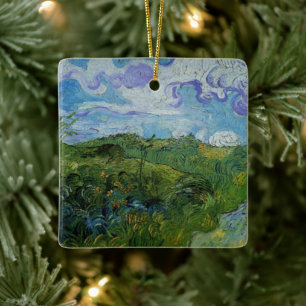 Green Wheat Fields by Vincent van Gogh Ceramic Ornament