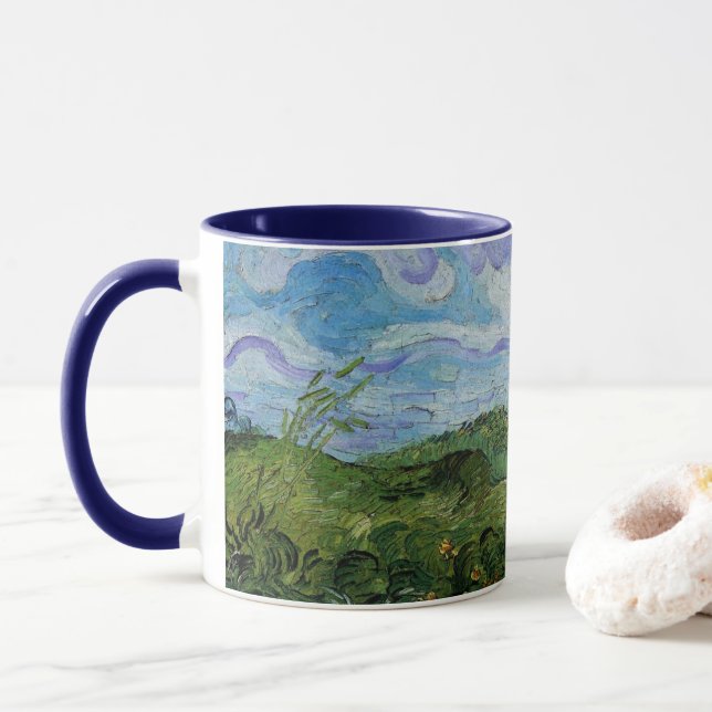 Green Wheat Fields by Vincent van Gogh Mug (With Donut)
