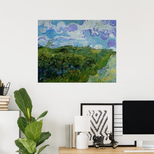 Green Wheat Fields by Vincent van Gogh Poster (Home Office)