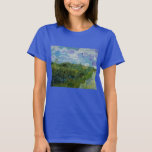 Green Wheat Fields by Vincent van Gogh T-Shirt<br><div class="desc">Green Wheat Fields by Vincent van Gogh is a vintage fine art post impressionism landscape nature painting. Farm fields of wheat in green colours and beautiful blue skies with swirling fluffy clouds during the spring season. About the artist: Vincent Willem van Gogh (1853 -1890) was one of the most famous...</div>