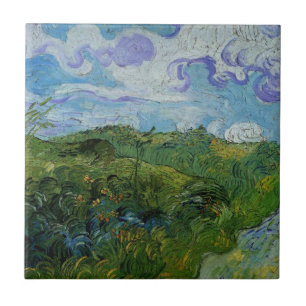 Green Wheat Fields by Vincent van Gogh Tile