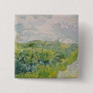 Green Wheat Fields - Van Gogh - c1889 15 Cm Square Badge