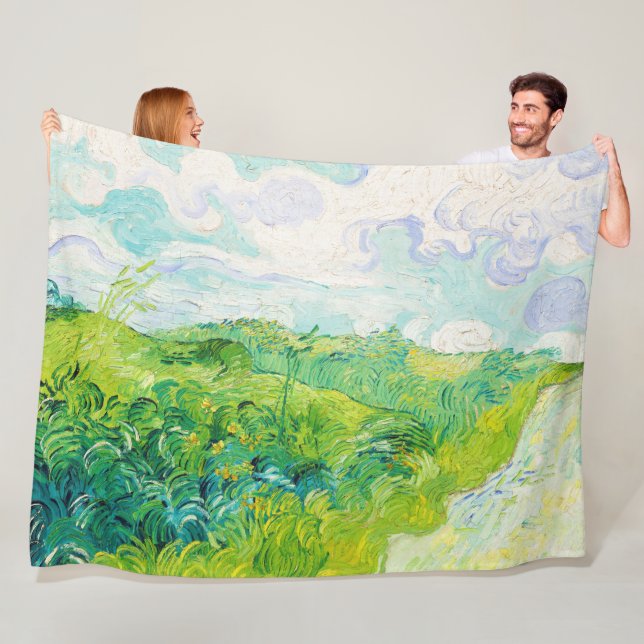 Green Wheat Fields, Van Gogh Fleece Blanket (In Situ)