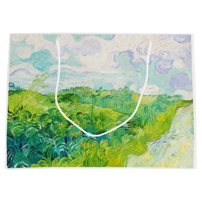 Green Wheat Fields, Van Gogh Large Gift Bag (Front)
