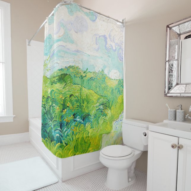 Green Wheat Fields, Van Gogh Shower Curtain (In Situ)