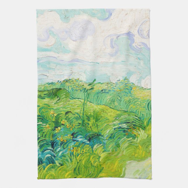 Green Wheat Fields, Van Gogh Tea Towel (Vertical)