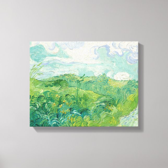 Green Wheat Fields Van Gogh Vintage Art Canvas Print (Front)