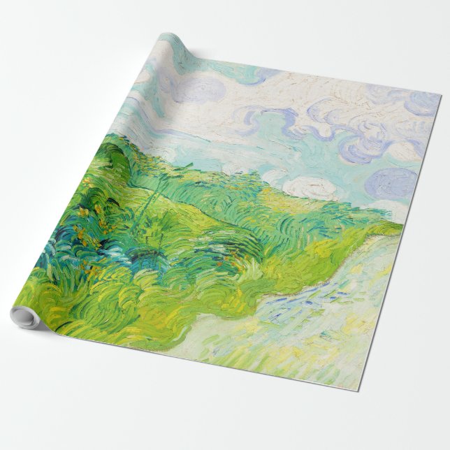 Green Wheat Fields, Van Gogh Wrapping Paper (Unrolled)