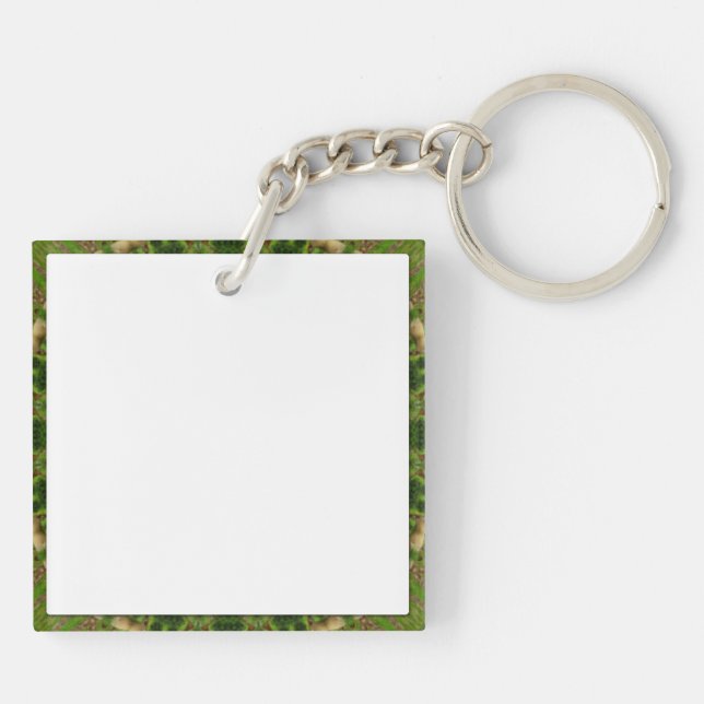 Green Wheel Mandala / Grünes Rad Mandala Key Ring (Back)