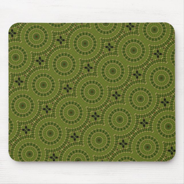Green Wheel Mandala / Grünes Rad Mandala Mouse Mat (Front)