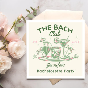 Green Whimsical Beach Cocktail Bachelorette Party Napkin