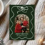 Green Whimsical Bow Frame Photo Arch Christmas Holiday Card<br><div class="desc">This is a Whimsical Bow Frame Photo Arch Christmas Holiday Card!</div>