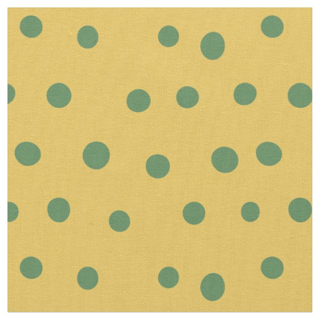 Green Whimsical Dots on Yellow Fabric (Close Up)