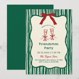 Green Whimsical Hand Drawn Friendsmas Party Invitation