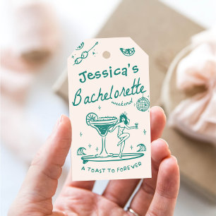 Green Whimsical Hand drawn Funky Bachelorette Gift Tags