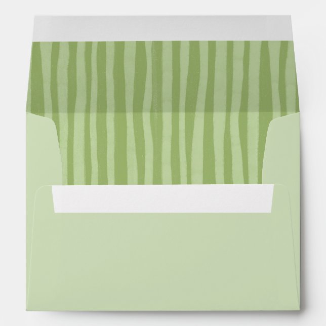 Green Whimsical Inside Striped Envelope (Back (Bottom))