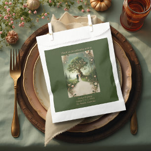 green Whimsical Mediaeval Forest Wedding Favour Bags