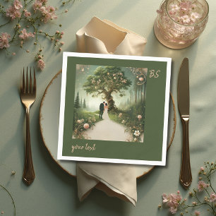 green Whimsical Mediaeval Forest Wedding  Napkin