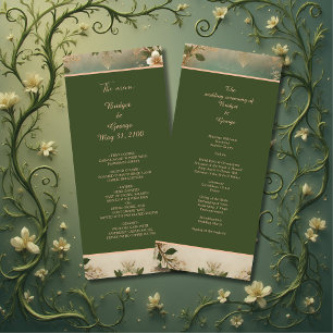 green Whimsical Medieval Forest Wedding program Programme