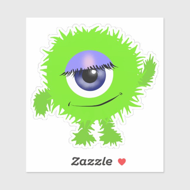 Green Whimsical One-Eyed Monster 4 x 4 (Sheet)