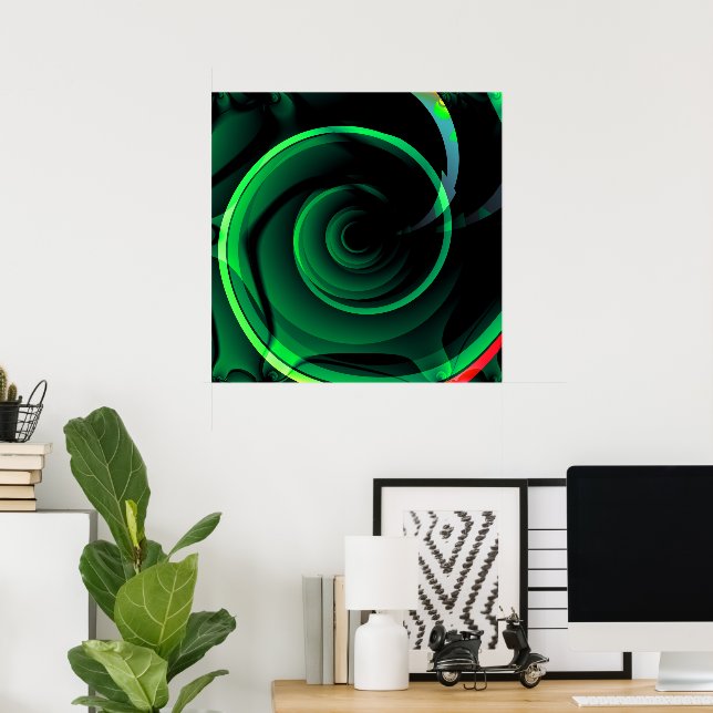 Green Whirlpool Psychedelic Hypnotic Swirl Vortex  Poster (Home Office)