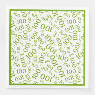 Green/White 100 Random Number Pattern Napkin