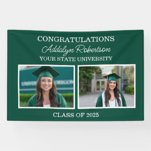 Green White 2-Photo Class of 2025 Graduate Banner