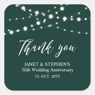 Green & White 30th Wedding Anniversay Celebration Square Sticker