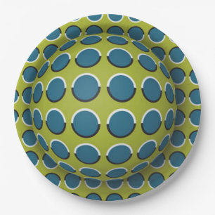 Green White 3D Optical Effect Paper Party Plate