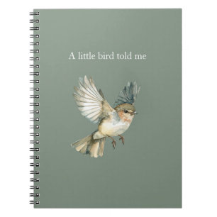 Green White A Little Bird Told Me Notebook
