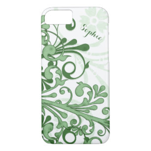 Green White Abstract Floral Personalised iPhone 8/7 Case