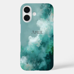 Green & White Abstract Paint iPhone 16 Case
