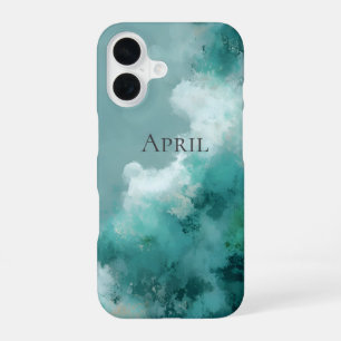 Green & White Abstract Paint iPhone 16 Case